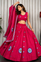 Pink Art Silk Sequin Embroidered Chaniya Choli