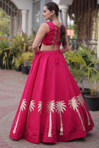 Pink Cotton Kachchi Mirror Worked Chaniya Choli