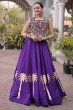 Lavender Cotton Kachchi Mirror Worked Chaniya Choli