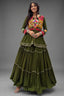 Bottle Green Cotton Kachchi Worked Peplum Chaniya Choli