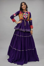 Blue Cotton Kachchi Worked Peplum Chaniya Choli