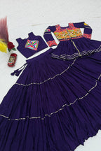 Blue Cotton Kachchi Worked Peplum Chaniya Choli