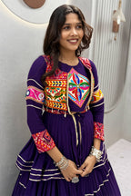 Blue Cotton Kachchi Worked Peplum Chaniya Choli