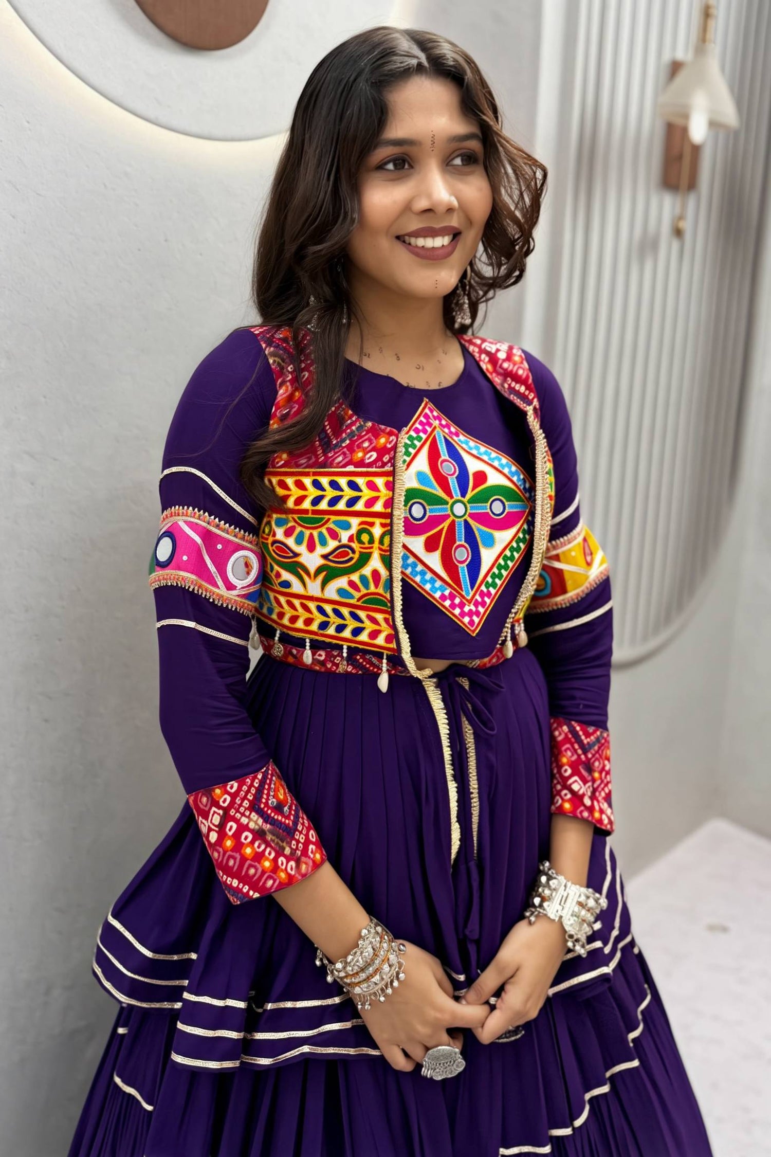 Blue Cotton Kachchi Worked Peplum Chaniya Choli