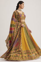 Multi Colored Organza Silk Printed Chaniya Choli