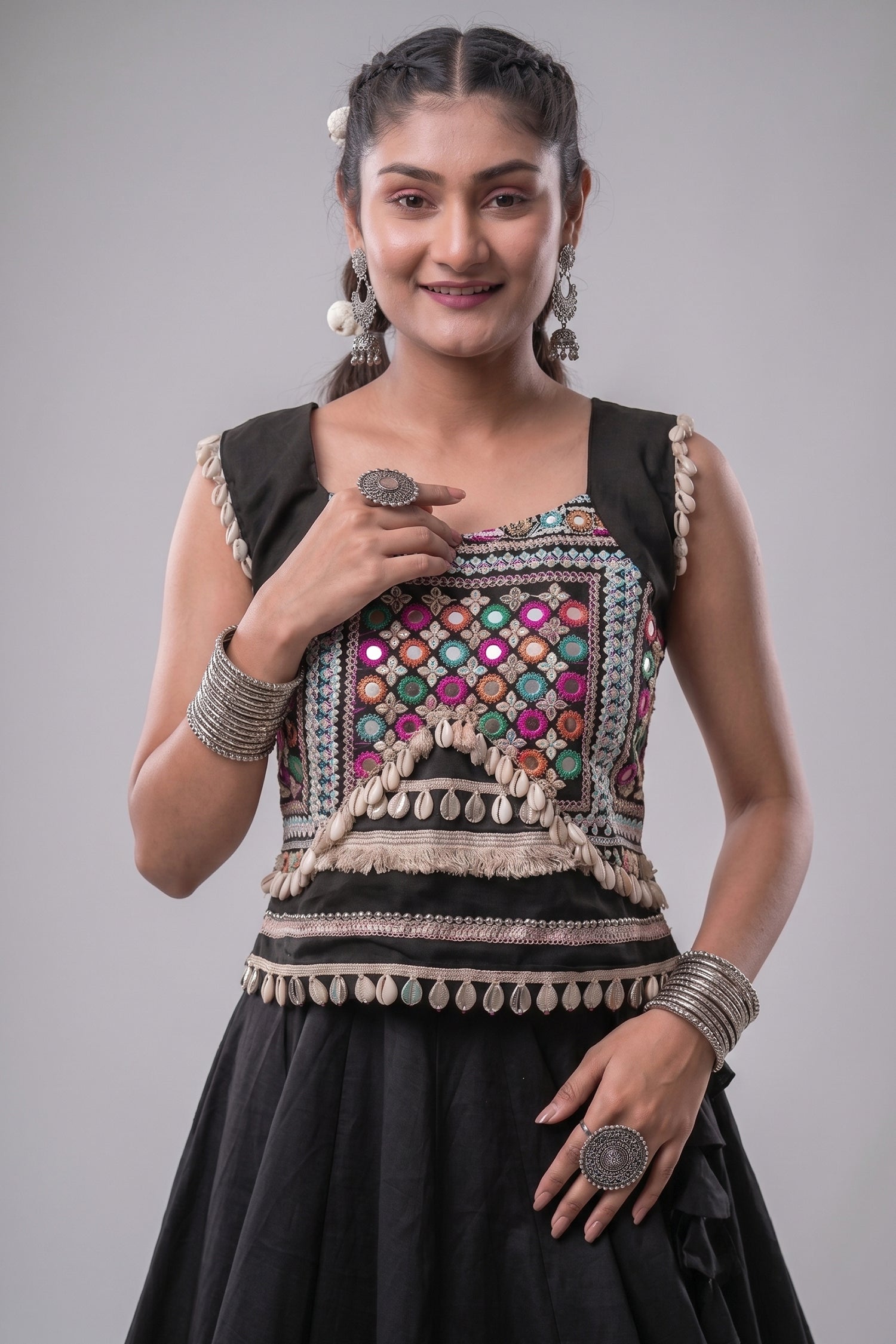 Black Art Silk Kachchi Mirror Worked Chaniya Choli Secondary image