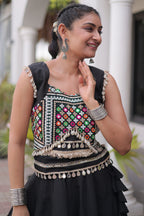 Black Art Silk Kachchi Mirror Worked Chaniya Choli