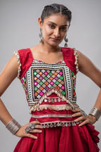 Maroon Art Silk Kachchi Mirror Worked Chaniya Choli