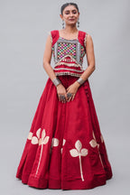 Maroon Art Silk Kachchi Mirror Worked Chaniya Choli