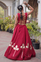 Maroon Art Silk Kachchi Mirror Worked Chaniya Choli