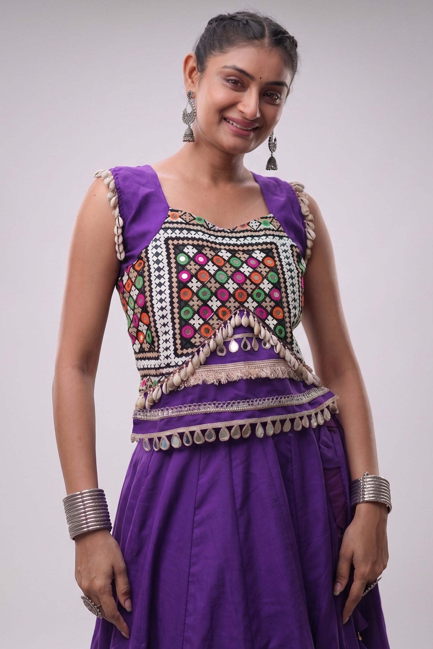 Purple Art Silk Kachchi Mirror Worked Chaniya Choli Secondary image