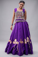 Purple Art Silk Kachchi Mirror Worked Chaniya Choli