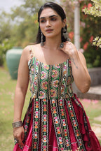 Pink Art Silk Chaniya Choli with Kachchi Mirror Work