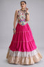 Pink Cotton Kachchi Worked Flared Chaniya Choli