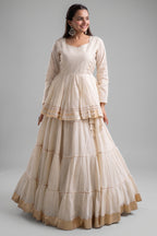 Pearl White Cotton Flared Chaniya Choli