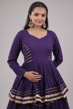 Purple Cotton Flared Chaniya Choli