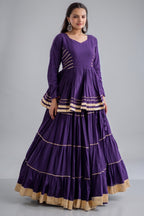 Purple Cotton Flared Chaniya Choli