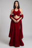 Maroon Velvet Halter Blouse & Draped Lehenga Set