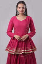 Pink Cotton Flared Chaniya Choli