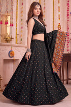 Black Rayon Chaniya Choli with Kachchi Mirror Work