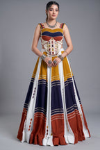 MultiColor Rayon Flared Lehenga Set with Gota Patti & Mirror Trim