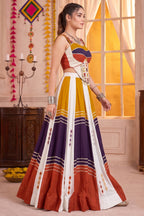 MultiColor Rayon Flared Lehenga Set with Gota Patti & Mirror Trim