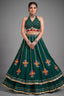 Green Flared Lehenga Set with Mirror-Embellished Gamthi Yoke