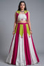 White & Multi Rayon Lehenga with Pearl Gota Embellished Jacket