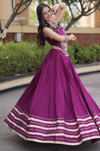 Purple Rayon Mirror and Gota Patti Work Lehenga Choli