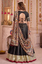 Black Chanderi Gota Patti Lehenga with Printed Dupatta