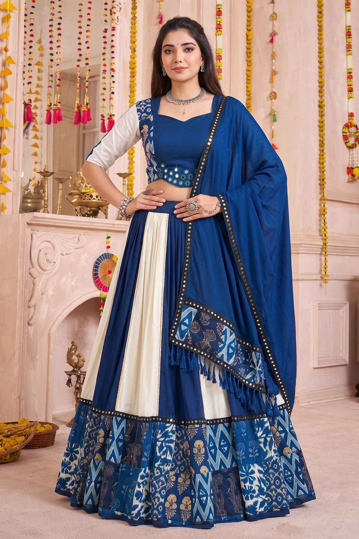 Multi Colored Rayon Printed Lehenga