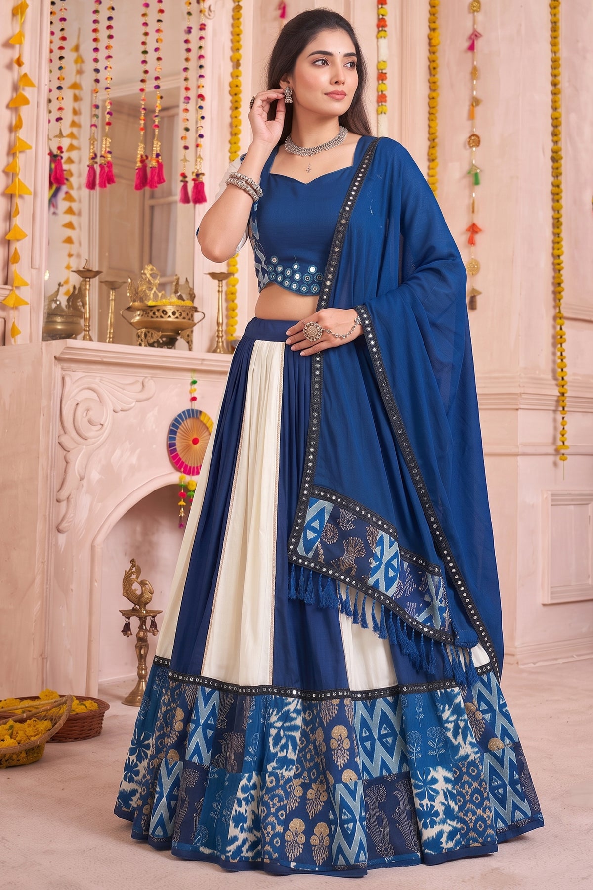Multi Colored Rayon Printed Lehenga