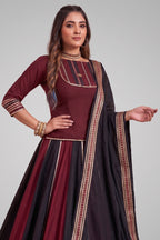 Multi Colored Chinon Lehenga