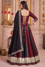 Multi Colored Chinon Lehenga