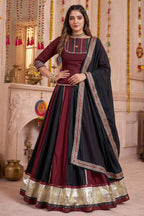 Multi Colored Chinon Lehenga