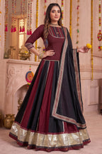 Multi Colored Chinon Lehenga
