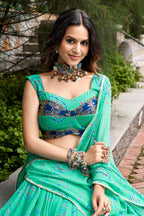 Aqua Green Georgette Printed Chaniya Choli