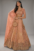 Soft Peach Banarasi Silk Lehenga with Khatli Weaving