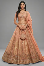 Soft Peach Banarasi Silk Lehenga with Khatli Weaving