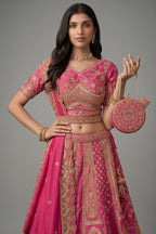 Rani Pink Heavy Banarasi Silk Lehenga with Heavy Embroidery