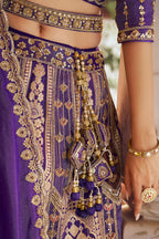 Royal Purple Banarasi Silk Swarovski & Zari Work Lehenga Choli