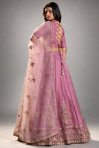 Soft Lilac Organza Lehenga Choli with Embroidery