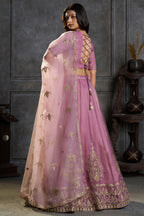 Soft Lilac Organza Lehenga Choli with Embroidery