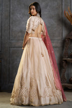 Ivory Organza Embroidered Lehenga Choli