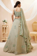 Pista Green Georgette Lehenga Choli with Sequined Work