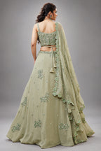 Pista Green Georgette Lehenga Choli with Sequined Work
