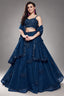 Deep Navy Blue Georgette Lehenga Choli highlighted with Intricate Zari & Sequins Accent