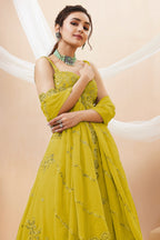 Yellow Georgette Embroidered Lehenga Choli with Sequined Dori Work