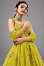 Yellow Georgette Embroidered Lehenga Choli with Sequined Dori Work