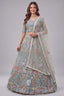 Ice Sky Blue Soft Net Lehenga Choli highlighted with Multi-Color Botanical Embroidery
